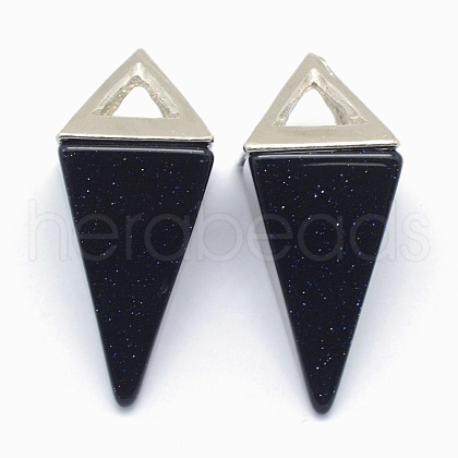 Synthetic Blue Goldstone Pendants X-KK-E757-D-12P-1