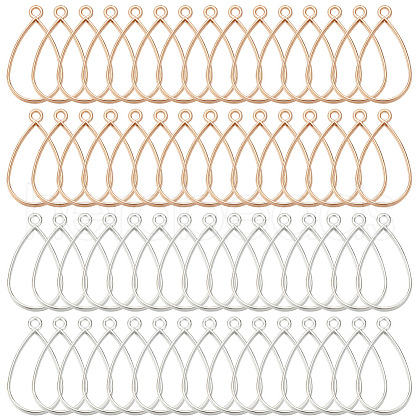Olycraft 60Pcs 2 Colors Alloy Open Back Bezel Pendants FIND-OC0003-36-1