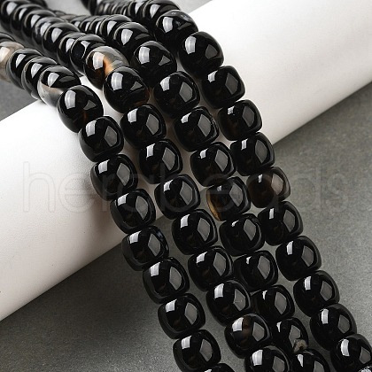 Natural Black Agate(Dyed & Heated) Beads Strands G-U023-B01-03-1