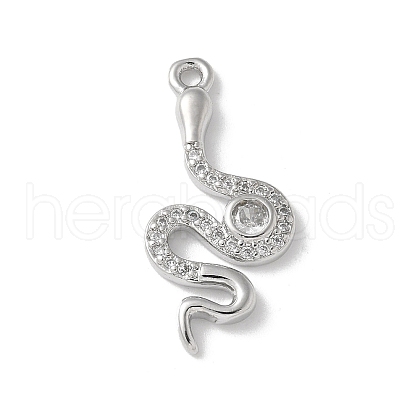 Brass Micro Pave Clear Cubic Zirconia Pendants KK-S505-04P-02-1