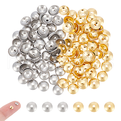 Unicraftale 160Pcs 2 Colors 304 Stainless Steel Bead Caps STAS-UN0061-26-1