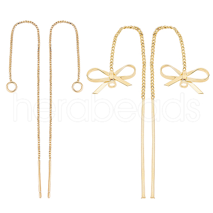 BENECREAT 8Pcs 2 Style Brass Stud Earring Findings KK-BC0009-30-1
