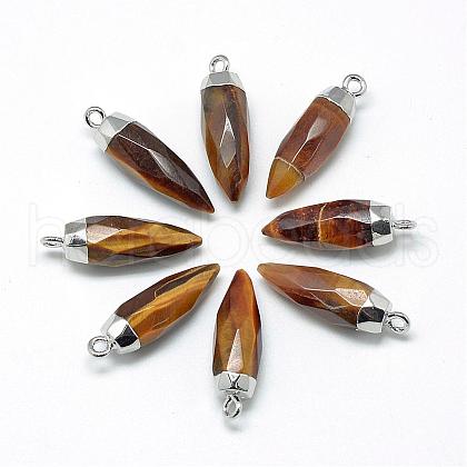 Natural Tiger Eye Pointed Pendants G-Q495-03P-1