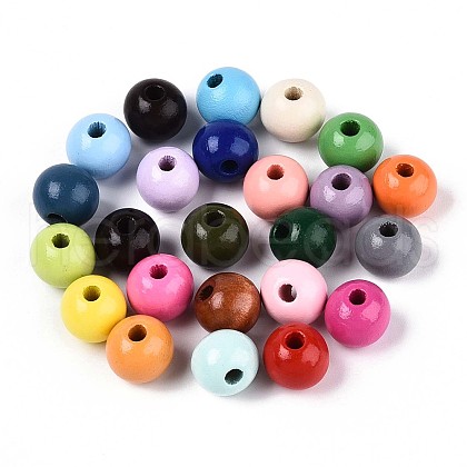 Painted Natural Wood Beads WOOD-T032-14mm-31-1