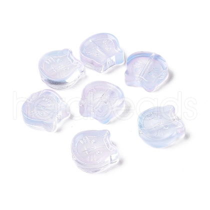 Transparent Spray Painted Glass Beads GLAA-I050-13J-1