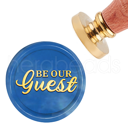 Brass Wax Seal Stamp with Handle AJEW-WH0184-0323-1