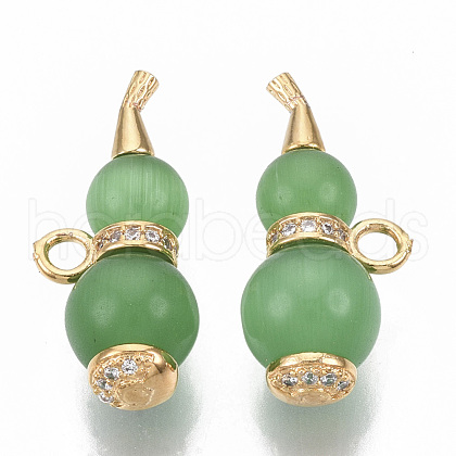 Brass Micro Pave Clear Cubic Zirconia Charms KK-R126-044-NF-1