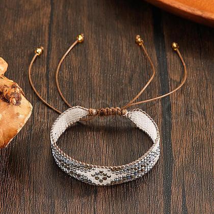Bohemian Style Glass Seed Beads Braided Bead Braclets for Women NU9634-3-1