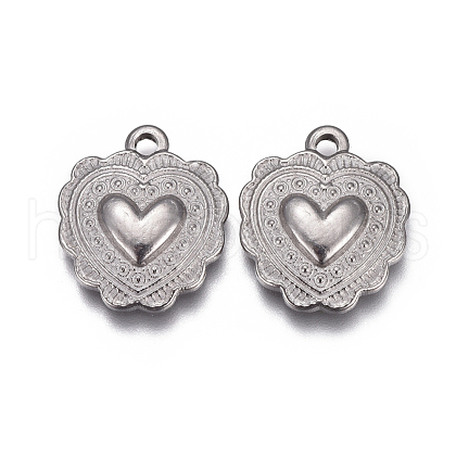 Non-Tarnish 304 Stainless Steel Textured Pendants STAS-F207-12P-1