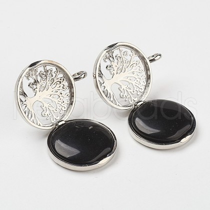 Natural Dyed & Heated Black Agate Pendants G-G910-F13-1