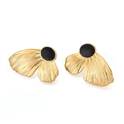 304 Stainless Steel Enamel Stud Earrings EJEW-T047-33G-A-1