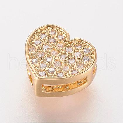 Brass Micro Pave Cubic Zirconia Slide Charms ZIRC-K063-31G-1