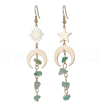 Moon & Sun & Star Brass Asymmetrical Earrings EJEW-JE05461-04-1