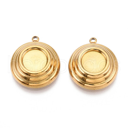 304 Stainless Steel Pendant Cabochon Settings STAS-T065-84G-1