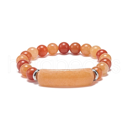 Natural Red Aventurine Beaded Stretch Bracelet BJEW-JB08879-06-1