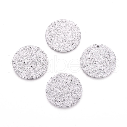 Tarnish Resistant 304 Stainless Steel Textured Pendants STAS-I098-01-25mm-P-1