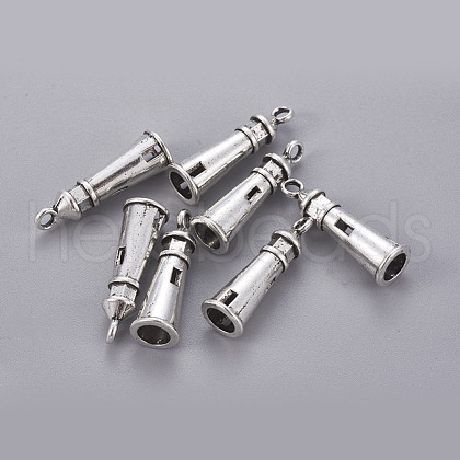 Tibetan Style Alloy Lighthouse Pendants TIBEP-19257-AS-NR-1