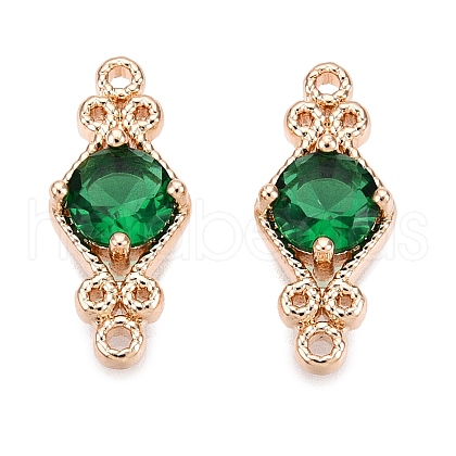 Brass Pave Faceted Glass Connector Charms FIND-T070-03D-1