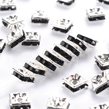 Brass Rhinestone Spacer Beads X-RSB072-04S-1