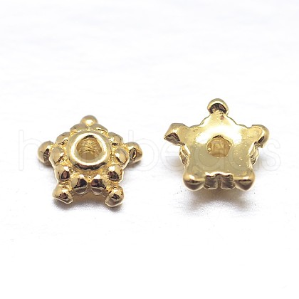 Real 18K Gold Plated 5-Petal 925 Sterling Silver Bead Caps STER-M100-11-1