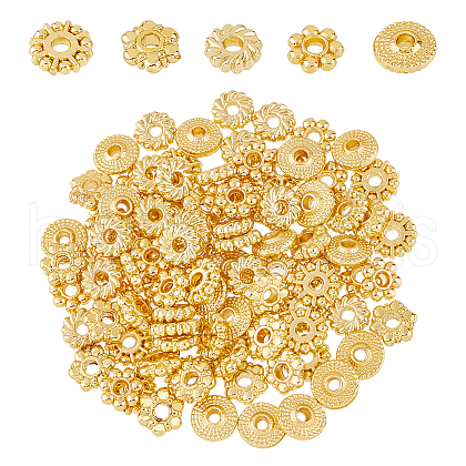 DICOSMETIC 100Pcs 5 Styles Rack Plating Alloy Spacer Beads KK-DC0004-13-1