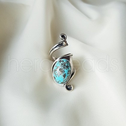 Oval Bohemian Synthetic Turquoise Finger Rings FS-WGBF170-01-1