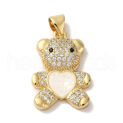 Rack Plating Brass Micro Pave Clear Cubic Zirconia Pendants KK-P268-05A-G01-1