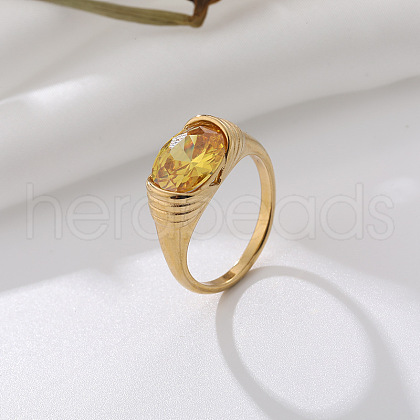 304 Stainless Steel Cubic Zirconia Finger Rings FS-WGC174A-08-1