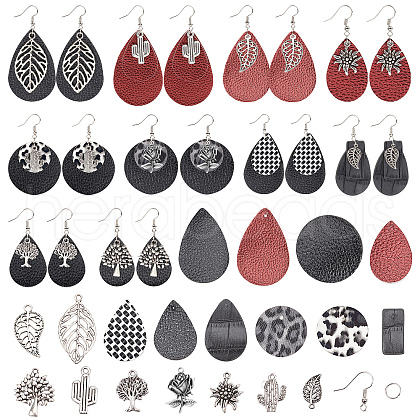 SUNNYCLUE DIY PU Leather Dangle Earring Making Kits DIY-SC0001-35-1