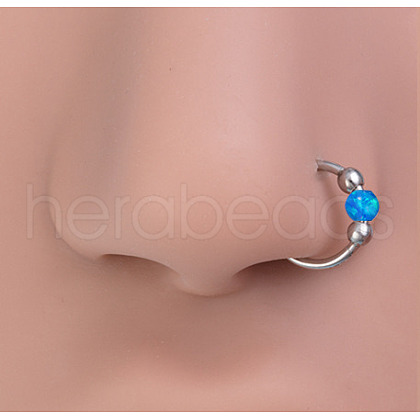 316L Surgical Stainless Steel & Synthetic Opal Ball Hoop Nose Rings WGD306E-02-1