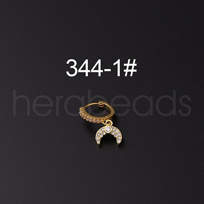 Brass Micro Pave Clear Cubic Zirconia Hoop Cartilage Earrings WG1A959-01-1