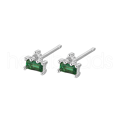 S925 Sterling Silver Rectangle Stud Earrings SC5320-7-1