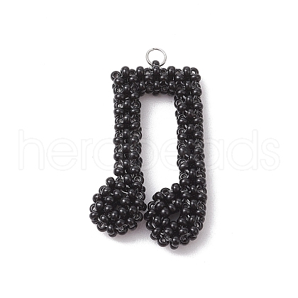 Glass Seed Beaded Musical Note Pendants PALLOY-MZ00569-1