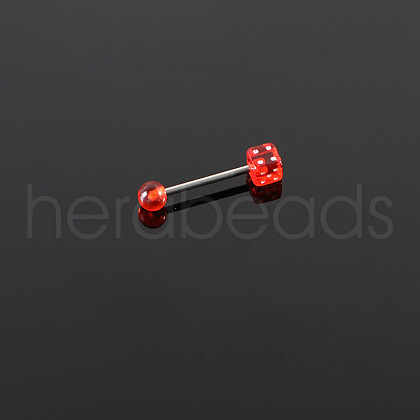 Dice 316L Surgical Stainless Steel with Acrylic Tongue Rings FS-WGEA7F0-01-1