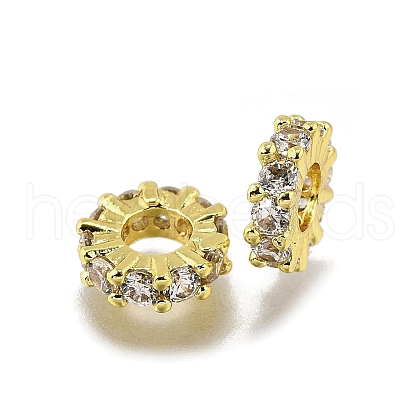 Brass Micro Pave Clear Cubic Zirconia Beads KK-K300-02C-G-1