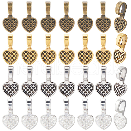 SOFPLATE 200Pcs 4 Colors Tibetan Style Alloy Glue-on Flat Pad Bails FIND-SP0001-84-1