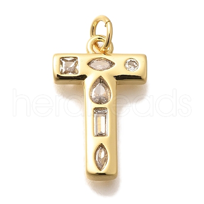 Brass Micro Pave Clear Cubic Zirconia Pendants KK-G521-01G-T-1