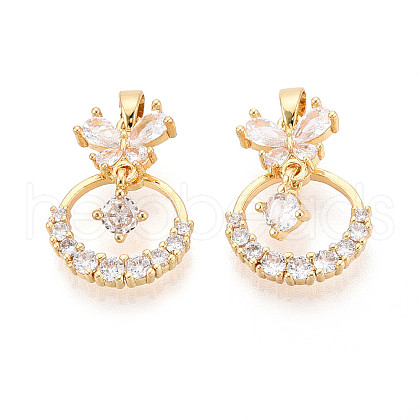 Brass Micro Pave Cubic Zirconia Pendants KK-N272-09G-1