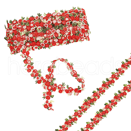 Flower Polyester Jacquard Ribbon FABR-PW0001-248B-1