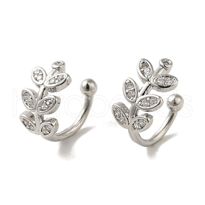 Rack Plating Brass Micro Pave Cubic Zirconia Cuff Earrings EJEW-R162-46P-1