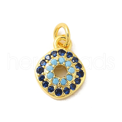 Real 18K Gold Plated Rack Plating Brass Micro Pave Cubic Zirconia Pendants Charms KK-S396-01D-1