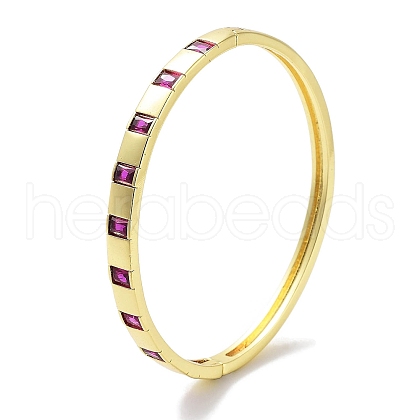 Brass Pave Medium Violet Red Glass Hinged Bangles for Women BJEW-Z061-08A-1