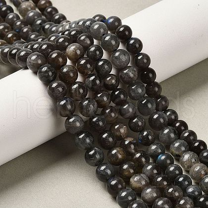 Natural Black Labradorite Beads Strands G-C205-A01-6mm-1