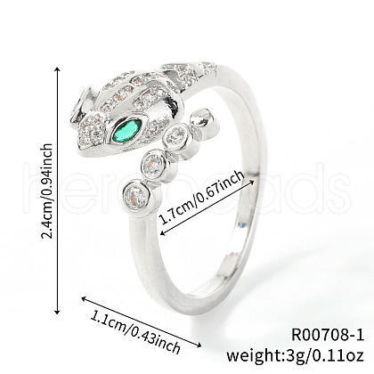Brass Micro Pave Cubic Zirconia Cuff Rings for Women YW5453-1-1
