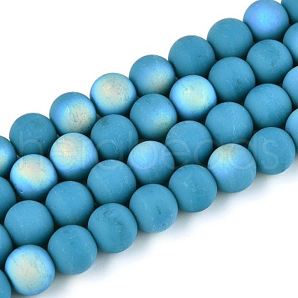 Frosted Opaque Glass Beads Strands GLAA-T032-P8mm-MBB13A-1