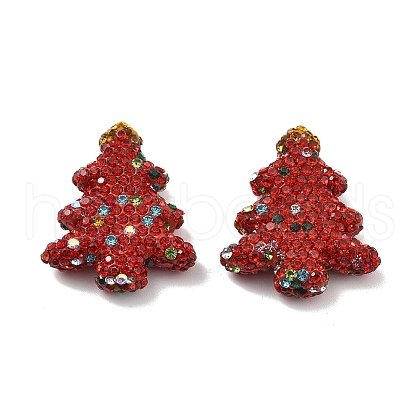 Christmas Tree Polymer Clay Rhinestone Beads CLAY-NH0001-10A-1