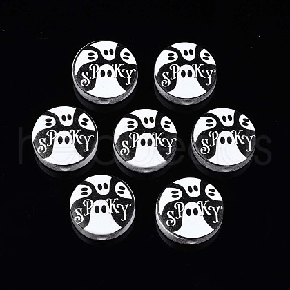 Halloween Printed Natural Wood Beads WOOD-T021-77-1