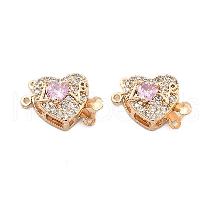 Brass Micro Pave Cubic Zirconia Box Clasps KK-B125-07G-01-1