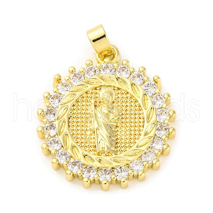 Brass Pendants with Cubic Zirconia KK-D536-14G-1