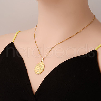 Stainless Steel Tree of Life Pendant Necklaces for Women IC2942-2-1